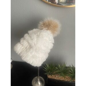 KNITTED RABBIT FIR BEANIE